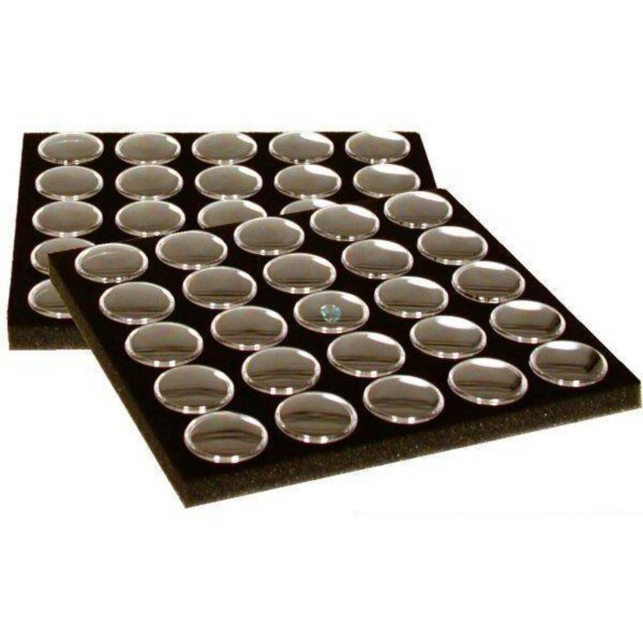 2 25 Black Foam Gem Jars Gemstone Storage Display Tray Inserts